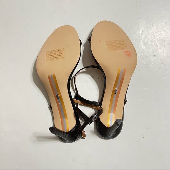 Sam Edelman Black Doran Faux Croc-effect Leather Strappy Sandal Size 10 - Picture 10 of 10